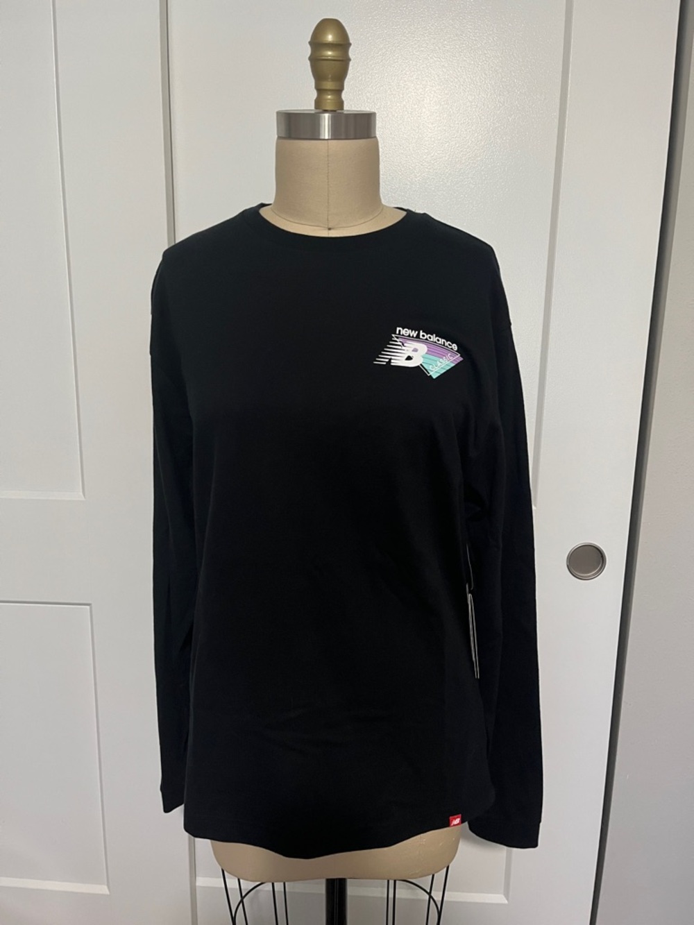 New Balance Black Long Sleeve Tee with Teal & Purple Logo